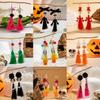 Pendientes Europeos y Americanos Transfronterizos Originales de Calavera con Borla y Cuentas de Semilla, Pendientes Personalizados Creativos de Flor de Halloween