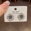 Pendientes de Zirconia Rodeando Diamante Azul, Lujo Ligero, Modernos y de Alta Gama, Exquisitos Elegantes, Diseño Único, Pendientes Versátiles Super Brillantes para Mujer