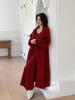 Cárdigan de punto moderno de comercio exterior transfronterizo, estilo holgado y perezoso, traje de falda con tirantes, suéter para mujer, chaqueta, conjunto de dos piezas