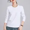 Camiseta blanca de manga larga para mujer, nuevo estilo otoño 2026, hermosa blusa de algodón y seda para usar en capas