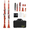 Suministro transfronterizo clarinete en Si bemol rojo, clarinete de ABS niquelado, instrumento musical para principiantes para niños y estudiantes
