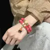 Novo Pulseira de Raiz de Bodhi Rosa Duplo Círculo Sândalo Vagem de Lótus Molho de Ameixa Preta Pulseira Estilo Chinês Estilo Melhor Amiga Transmissão ao Vivo