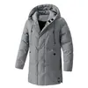 Abrigo de algodón de invierno para hombre en tallas grandes, estilo coreano, casual, moderno, versátil, cálido, de longitud media, gris y negro