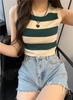 Camisola de Punto Rayada para Mujer 2026 Verano Ropa Exterior o Interior Dulce Picante Corta sin Mangas Top Estudiante
