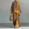 Conjunto de Pantalones Anchos Estampados Estilo Europeo y Americano 3D 2026 para Mujer, Conjunto de Dos Piezas Holgado de Verano con Mangas Murciélago, Estilo Transfronterizo de Moda