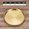 Prato redondo de aço inoxidável coreano prato redondo comercial bandeja plana dourada fundo plano espessada pele fria gong gong prato de macarrão de arroz prato para cozinhar no vapor prato de vegetais