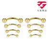 Piercing de Argola Redonda com Ponta de Rosca Interna em Liga de Titânio F136 Dourada Piercing de Osso da Orelha Joia de Piercing com Bola de Titânio