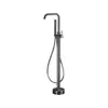 Grifo de Bañera de Pie Transfronterizo Acabado Oro Cepillado, Grifo de Borde de Bañera Completamente de Cobre, Grifo de Ducha de Agua Fría y Caliente para Baño de Pie