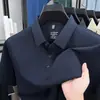 Camiseta de Manga Corta Estilo Nuevo de Verano, Cuello de Solapa Sin Costuras, Camisa Polo de Gama Alta, Holgada, Informal, Fresca, Transpirable, Top de Seda de Hielo para Hombre