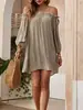 2026 Nuevo Vestido Casual de Vacaciones de Hombro Caído de Manga Larga Suelto Estilo Europeo y Americano Transfronterizo de un Solo Hombro Recto para Mujer