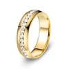 Anel de Diamante de Linha Única Moda Personalizada Europeia e Americana Aço Inoxidável Diamante Incrustado Anel de Casal Masculino e Feminino Joia de Mão Anel de Dedo