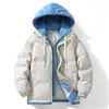 Alta Calidad en Stock del FabricanteChaqueta de Algodón de Invierno de Dos Piezas Engrosada con Forro Polar de Algodón Estilo Pareja con Capucha