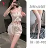 Yesiyeser lencería sexy conjunto de dos piezas de camisola de encaje dulce francés ropa de casa uniforme de chica linda 9865