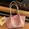 Bolso de mano de nicho de alta gama coreano, bolso tote de gran capacidad, lazo de moda, bolso dulce para el hombro