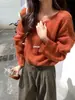 O SUÉTER LIMON Chá Verde Limão - Suéter estilo coreano, de manga comprida, modelagem solta, gola redonda, casual, tricô afina a silhueta, roupa feminina outono/inverno