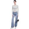 Blusas Femininas de Manga Longa Estilo Europeu e Americano, Conjunto de Duas Peças Camiseta de Comércio Exterior, Camiseta Básica de Seda Leite com Gola Redonda para Mulheres, Roupa Íntima Estilo Europeu e Americano