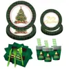 Decoración Navideña Suministros para Fiestas Vajilla Desechable Platos de Papel Vasos de Papel Servilletas de Papel Decoración de Escena Venta al por Mayor