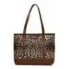 Bolso Grande Retro Bolso Estampado de Leopardo Nuevo Bolso de Hombro Bajo el Brazo para Mujer Moda 2025 Bolso Tote de Gran Capacidad para Viajes de Negocios Otoño e Invierno