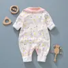 Macacão estilo western para bebê menina Primavera e Outono manga longa fino sem costura macacão floral romper de algodão puro moda romper moda