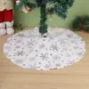 Falda para árbol de Navidad transfronteriza con lentejuelas de copo de nieve falda para árbol con lentejuelas 90120 cm falda para árbol de felpa decoración de falda para árbol de Navidad blanca