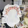 Camiseta de Manga Corta de Alto Diseño, Bordado Pesado Floral, Talla Extra Grande 150 kg, para Hombres y Mujeres, Verano, Corte Holgado