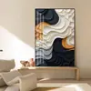 Arte de parede abstrata preta para sala de estar, uma pintura decorativa sofisticada para a parede de fundo do sofá, minimalista e luxuosa, adequada para o hall de entrada ou corredor.