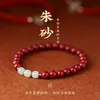Pulsera de Mineral Crudo Cinabrio para Mujer, Pulsera Conmemorativa del Zodiaco, Cuentas de Buda de Jade Hetian, Joyería de Nicho para Mujer, Regalo de Cumpleaños