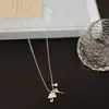 Guarda-chuva Prata Fosco Estilo Coreano Colar Chave Gatinho Kt com Zircônia para Mulheres, Corrente para Clavícula da Moda com Design de Nicho Estilo Coreano