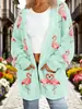 Nuevo cárdigan fino largo de comercio exterior transfronterizo con bolsillos, abrigo suéter de moda estampado para otoño e invierno, personalizado, casual para mujer