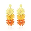 Pendientes de Margarita de Estilo Bohemio Europeo y Americano, Pendientes Multicapa de Estilo Festivo, Pendientes de Girasol de Rafia Tejidos a Mano