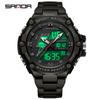 Relógio Sanda Fashion com Duplo Display para Homens com Calendário, Despertador, Esportivo Multifuncional, Eletrônico Trendy para Jovens, Venda Direta da Fábrica
