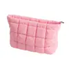 Bolsa de Maquillaje Portátil Acolchada de Venta Caliente Transfronteriza Moderna Bolsa de Almacenamiento Plegada Color Sólido con Patrón de Diamantes Bolso Portátil Casual Estilo Coreano para Mujer