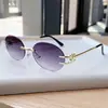Óculos de Sol sem Armação com Borda Cortada, Moda Oval Proteção Solar Transfronteiriça, Óculos de Sol de Influenciador Xiaohongshu, Óculos de Sol Hot Girl Y2K
