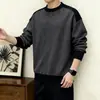 Suéter Retrô Americano Estilo Relaxado e Preguiçoso Patchwork Color Blocking para Homens, Engrossado e Quente para Outono e Inverno, Gola Redonda Pulôver Malha