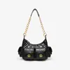 2025 Bolso Hobo Acolchado con Cadena Estilo Pequeño Fragante para el Brazo Bolso de Hombro Cruzado para Mujer Bolsillo Múltiple con Solapa Pantalones Bolso Tote para Motocicleta