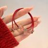 Pulseira Trançada com Corda Vermelha da Marca Fu com Contas de Transferência para Mulheres Retrô Casual Presente para Melhor Amiga Ins Joia de Mão Ajustável Atacado