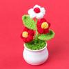 Acabado de lã desktop puff mini flor de lã em vaso de crochê à mão flor artificial carro decoração de presente