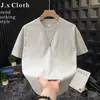2026 Marca Moderna Masculina Americana Patchwork Desconstruído Pesado Manga Curta Camiseta Unissex Verão Casal Solta Versátil Camiseta