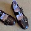 Zapatos Planos Franceses de Cabritilla para Mujer, Zapatos de Ballet para Viajar, Zapatos Elegantes para la Noche con Falda, Zapatos Mary Jane con Hebilla de Una Línea