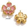 Nuevo Colgante de Gota de Aceite de Pétalo Rosa Diseño Retro Chino Elegante Simple Estéreo DIY Aretes de Perlas