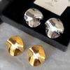 Aretes redondos de metal irregular con baño de oro real y aguja de plata, aretes exagerados europeos y americanos, aretes de temperamento de moda, de alta calidad