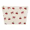 Bolsa de Maquillaje de Pana con Fresas Transfronteriza, Estilo Dulce y Femenino, Bolsa de Almacenamiento de Artículos de Tocador Grande para Viaje, Personalizable