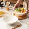 Tigela de Macarrão Tigela Chapéu Japonês Tigela de Ramen Simples Cerâmica Branca Pura Tigela Grande Tigela de Sopa de Macarrão de Alta Qualidade Tigela de Salada de Macarrão Instantâneo