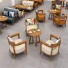 Mesas y sillas de cafetería de moda, tienda de postres y té de leche, bar de libros, sala de reuniones y recepción, juego de bancos dobles de madera maciza para ocio