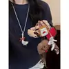Otoño e Invierno Elegante Maillard Dibujo Animado Gato Estampado Leopardo Largo Cuello Halter Diseño de Clip para Gafas Elegante Versátil Collar para Mujeres