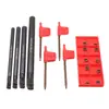 Conjunto de 4 Peças de Ferramenta de Torneamento Interno + 10 Peças de Pastilhas