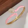 Distrito Lu Pulsera de Serpiente con Goteo de Aceite de Zircón Estilo INS Bohemio Personalidad de Nicho Pulsera Abierta Versátil para Mujer