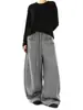 Pantalones deportivos casuales negros de pierna ancha para mujer, otoño e invierno nuevos, retro americano de alta gama, holgados con caída, rectos, para deportes