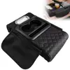 Almohadilla universal para caja de reposabrazos de coche, almohadilla de almacenamiento de cuero multifuncional con portavasos, portapañuelos y bolsa de almacenamiento para teléfono