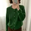Otoño 2026 Nuevo Estilo Coreano Cuello Redondo Botón Dulce Oso de Miel Cardigan de Lana Abrigo Suéter de Punto Top de Manga Larga para Mujer